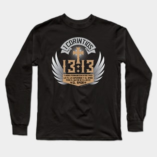 1 Corintios 13:13 – Diseño Estilo Motero Long Sleeve T-Shirt